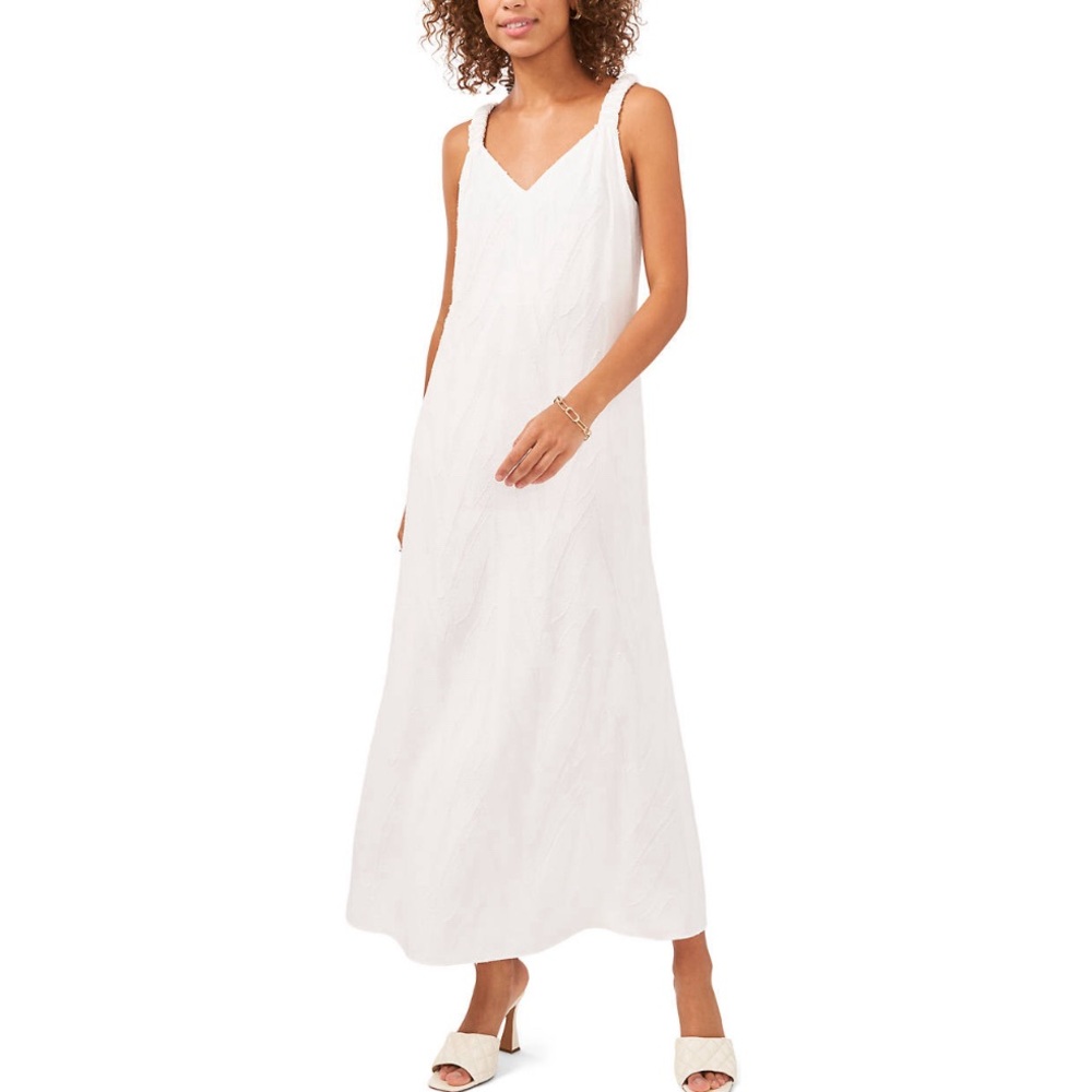 NWT XL Vince Camuto Sleeveless Maxi Dress White Slit Skirt Bridal Beach 042